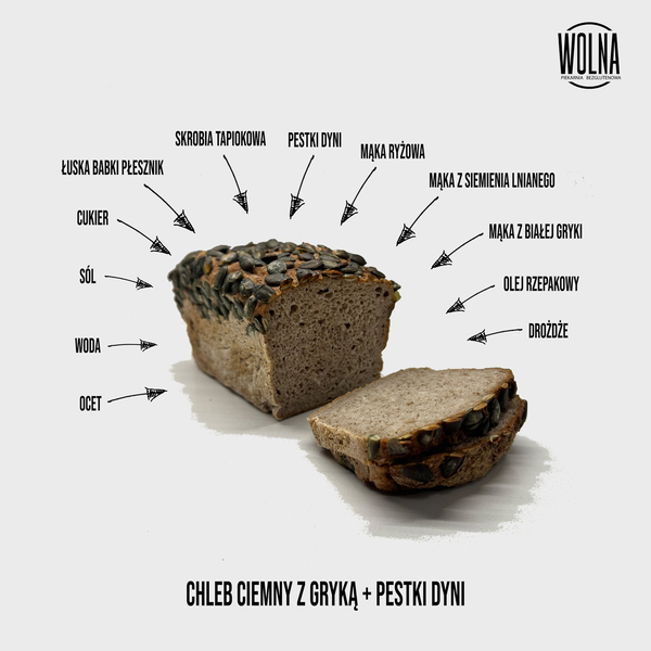 Chleb ciemny z gryką z pestkami dyni